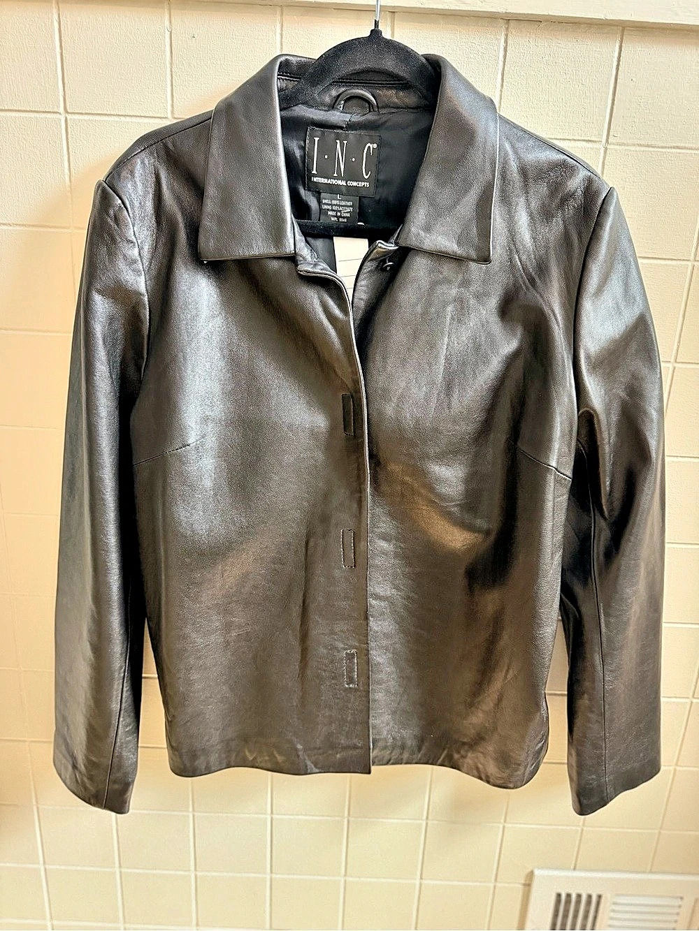 INC International Concepts Leather Jacket in Black Like New